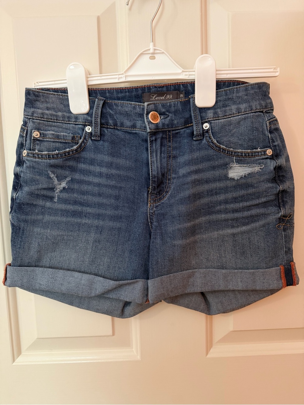 Level 99 Denim Cuffed Jean Shorts in Blue